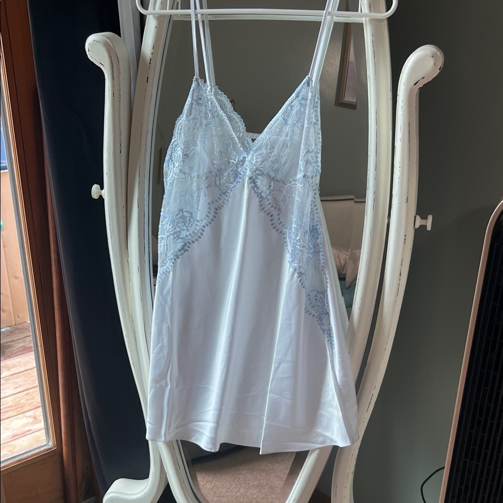 NEVER WORN: Light Blue Lace-Trim Slip Dress - Women's Intimates